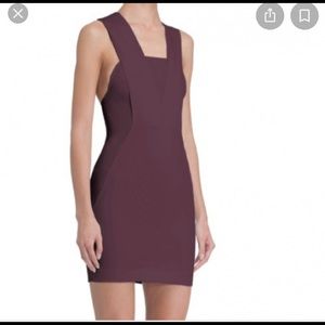 AQAQ Zeta Panelled Mini Dress Deep Fig Aqaq